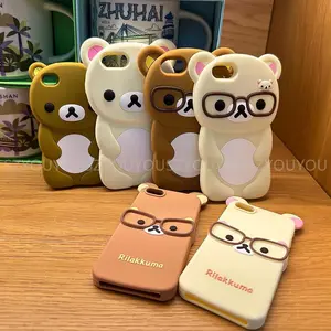 For iPhone 17 Pro 4 4S 5 5S 6 16 Pro Max 15 14 Plus 13 12 11 7 8 SE Rilakkuma Bear Chocolate Cartoon Soft Silicon Phone Case