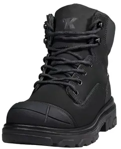 Mens Steel Toe Work Boots - 100% Genuine Leather Full-Grain Nubuck Safety Boots Water Resistant, Puncture Proof, Oil and Slip Resistant, ESD Shoes, 6”and 8” Industrial Boot ASTM 2413-24