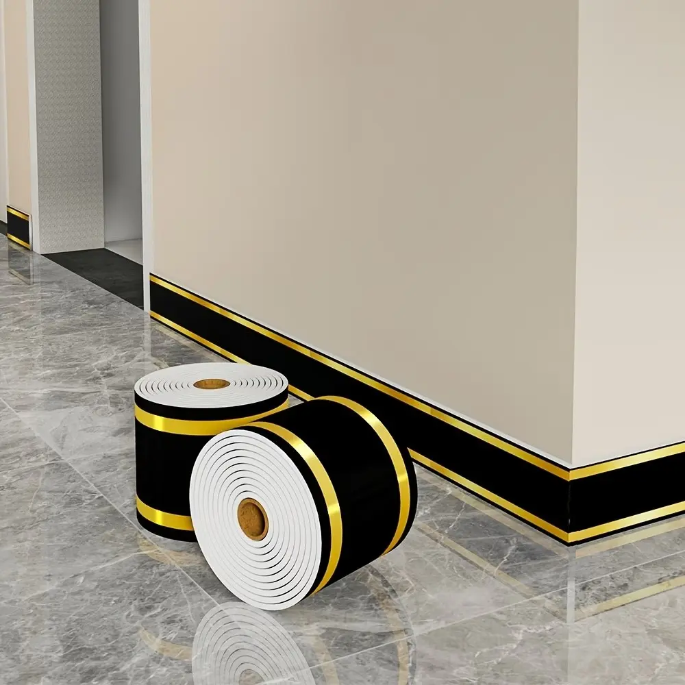 1 Roll Self-Adhesive Wall Corner Guard - Strong Self-Adhesive Design (Tool-Free/Easy DIY Installation) for Wall, Ceiling, Floor, Bathtub, Shower, Bathroom, Kitchen - Size: 1 Roll 3.94 Inches x 196.85 Inches Waterproof Adhesive