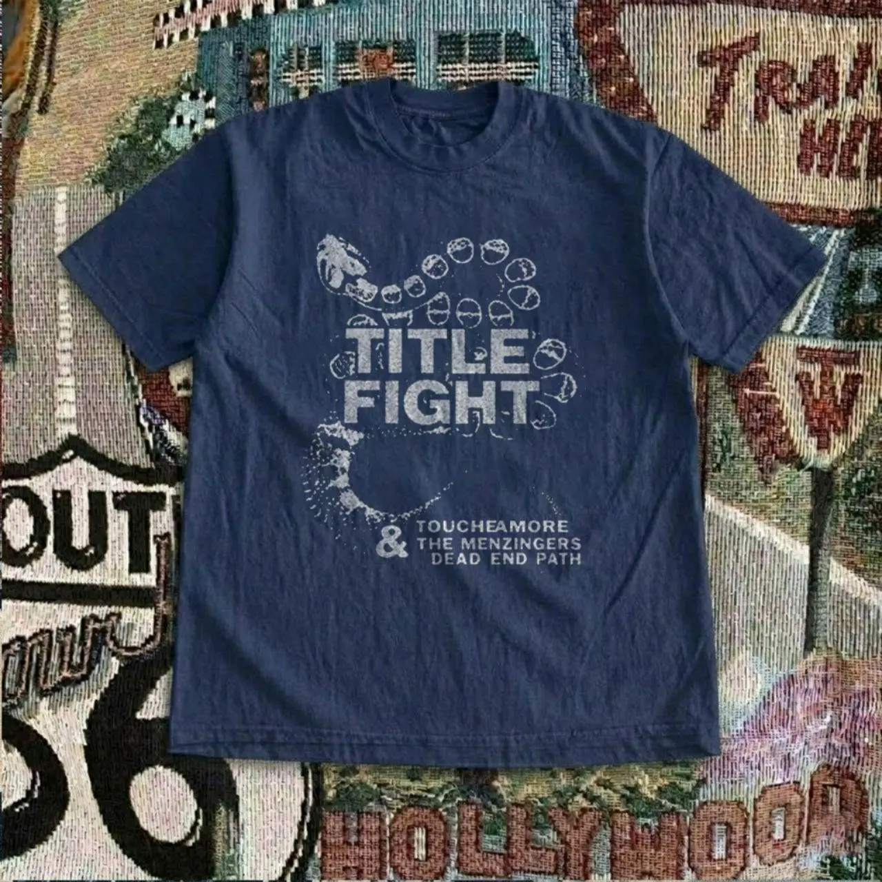 Vintage style Title Fight Tour Navy T-shirt - Authentic Gildan 5000 Heavy Cotton Tee