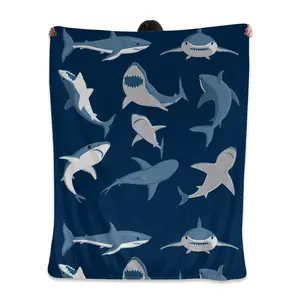 1pc Shark Blanket Soft Flannel Blanket For Bed Sofa Chair Autumn Winter Camping Living Room Office tiktokshopspringglowup