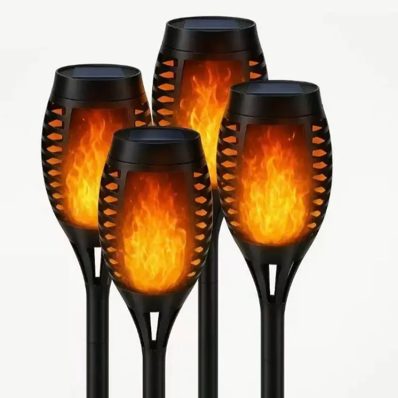 Solar torch - shaped lights, outdoor solar torch lights, waterproof solar garden lights, outdoor decorative lights, Solar landscape lights, energy - saving and easy to install, suitable for decorating family gardens, lawns and courtyards.