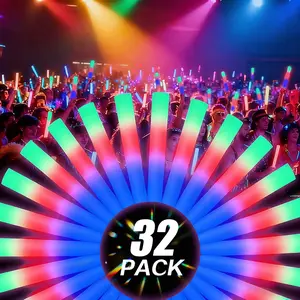LED Glow Sticks 32-Pack - Multi-Color 3 Dynamic Modes Battery Operated Party Supplies for Festivals Raves Weddings & Holidays Perfect Party Favors Decor Gifts for BF GF & Festive Celebrations Halloween Favors Colorful - Magical