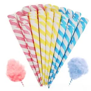 90PCS Multicolor Cotton Candy Paper Cones for Cotton Candy Making in Parties & Festivals Colorful Disposable
