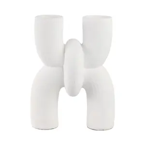 Sagebrook Home 20856 15 in. Modern X Shape Terracotta Vase, White Sagebrook Home 20856 15 in. Modern X Shape Terracotta Vase, White