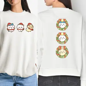 Double-Sided Christmas Chiikawa Sweatshirt, Cute Japanese Anime Manga Inspired Shirt, Unisex Shirt, Birthday gift for Men Women