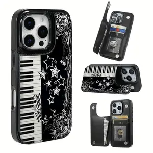 Phone Case: Starfall Keys Patterned, The Practical TPU Phone Case with Pattern Design Features a Card Slot and Multiple Functions Such as Bank Cards and Public Transportation Cards. It Is Suitable for IPhone16promax, 16 15pro 14PLUS, 13 12Pro Max