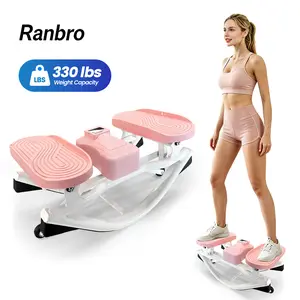 Ranbro Twist Mini Stepper Machine - No-Assembly U-Shaped 330Lbs Heavy Duty 3D Side Glutes Exercise Machine, Leg Toning Exercise Equipment, Multi-Directional Workout Station with Resistance Bands, Built-in Counter, Anti-Tip Quiet Home Gym Gear
