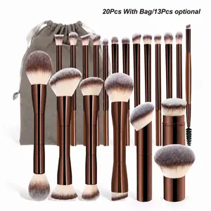20pcs with Bag/13Pcs Professional Soft Makeup Brush Set with Bag, Multifunctional Brushes for Powder Liquid Cream, Makeup Tools for Women