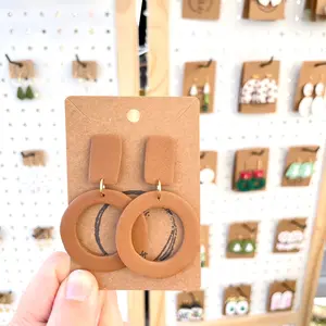 Camel Open Circle Clay Earring