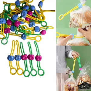 Reusable Silicone Food Bag Sealing Clips, Adjustable Seal Band, Home Storage Sealer, Set of 5, Non-Toxic, Durable Kitchen Accessories