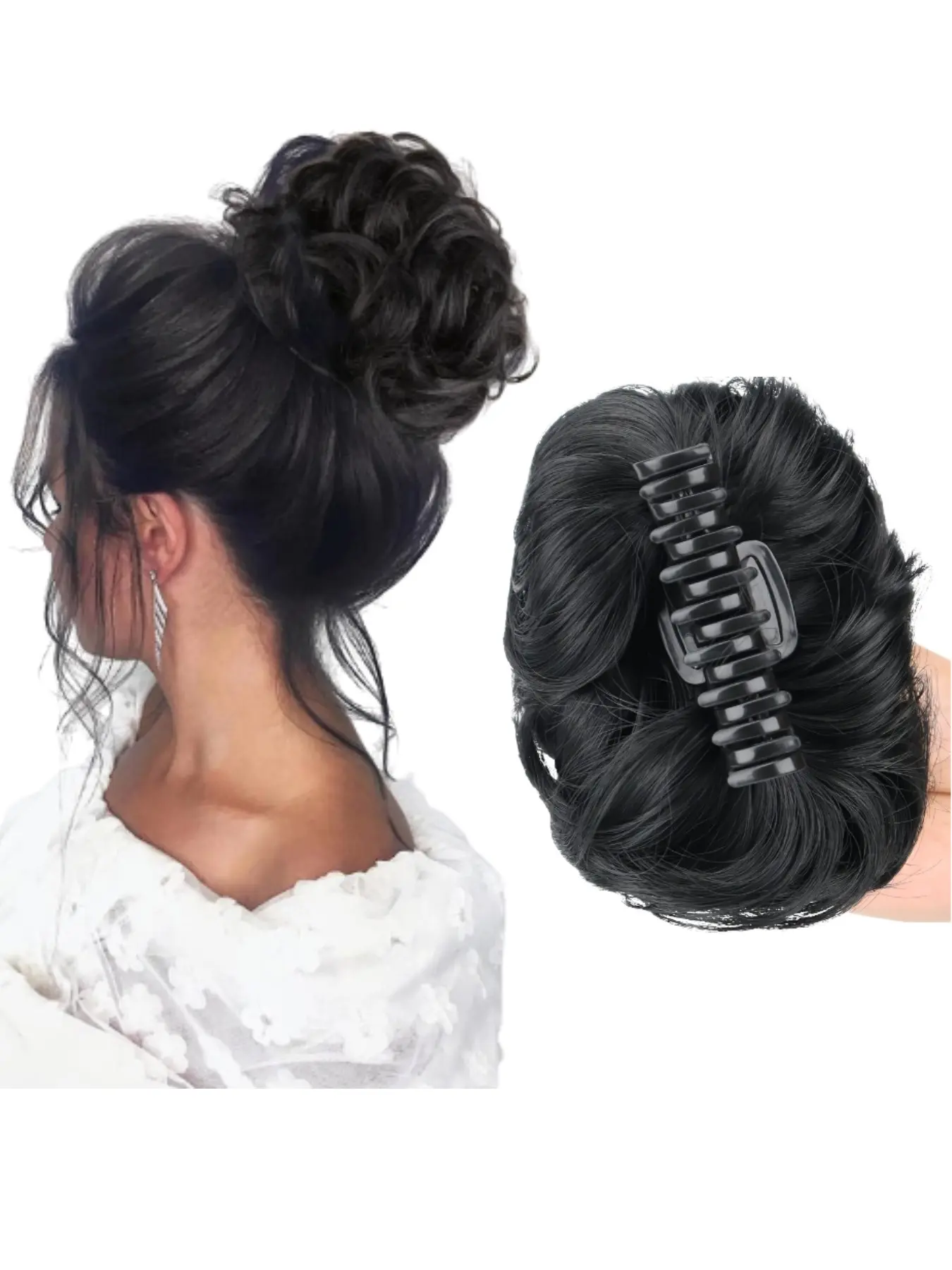 Fashionable Bun Updo Hair Clipper, Puffy Fake Hair Accessory, Updo Hair Accessories, Trendy Hot Girl Feather Hair Claw Clips, Flower Bud Headwear, Clip In, Clips For Hair