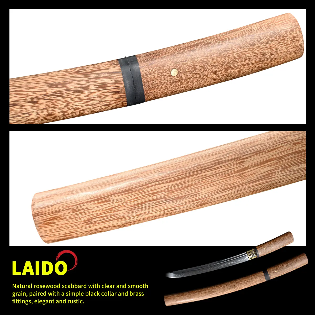 LAIDO Natural Rosewood Decorative Katana Display Piece - Minimalist Fencing Collectible Ornament, Traditional Home Shelf Decor, Non-Functional Gift Item