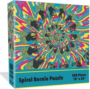 Spiral Psychedelic Bernie Sanders Jigsaw Puzzle 500pc Meme Cartoon Mighty Mojo clearly impossible puzzle, board family games
