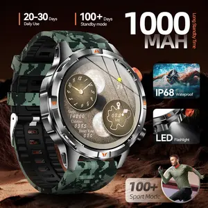 Men's Smartwatch, Sports Smartwatches, Fitness Smart Watches, 1000mah Battery, Metal Body, IP68 Waterproof, Compass, LED Light, 60Hz High-Refresh Screen, One-Touch Calling, Message Notifications, 100+ Sports Modes, Compatible with Android & iPhone