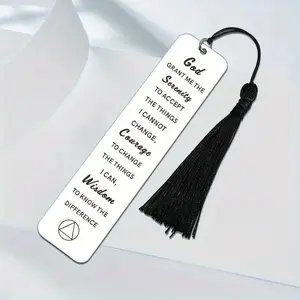 Inspirational Bookmark, 1 Count Serenity Prayer Bookmark with Tassel, Christian Bible Verse Bookmark, Perfect for Women and Men
