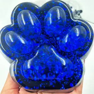 Blue Glitter Cat Paw Squishy Toy, Slow Rebound Stress Ball, Cute Animal Fidget Toy for Kids Adults, Perfect for Relaxation and Fun, Glittery Squishies