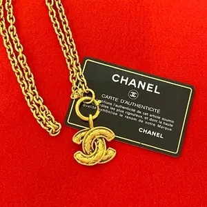 Pre-owned CHANEL Stainless Small Leather Goods Coco Mark Necklace