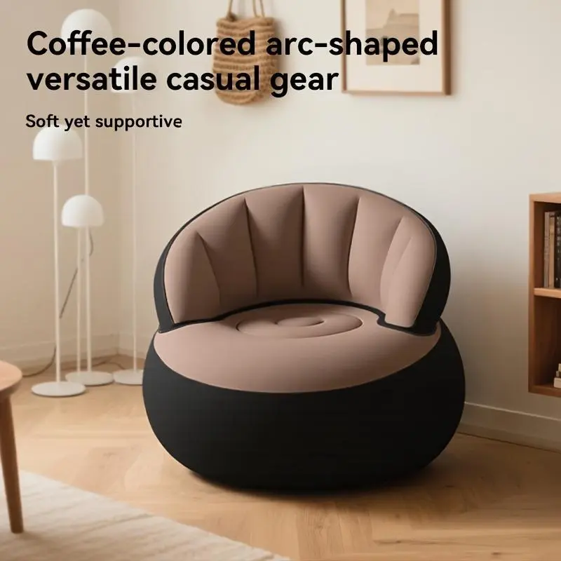 1-Person Inflatable Lazy Sofa - Foldable Air Cushion Sofa, Easy To Install, Space Saving Modern Design, Portable Single Seat, Ergonomic Backrest and Armrests, Suitable for Indoor/Outdoor, Balloon Back, Multiple Color Options