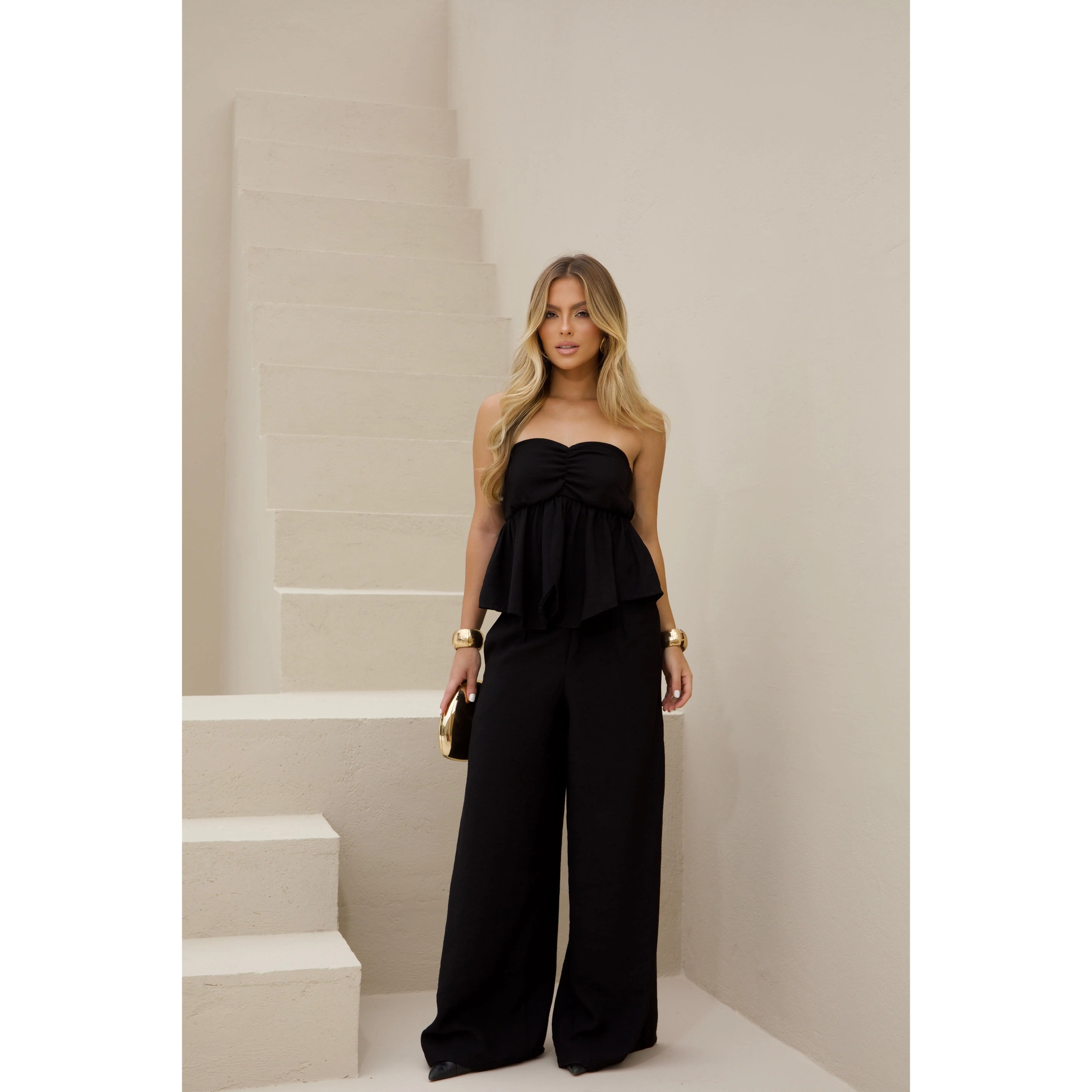 The Strapless Peplum Set