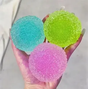 Handmade Crunchy Crystal Mochi Ball Squishy Toy | Stress Relief Fidget Toy for Kids and Adults | Anxiety Relief Desk Decor Gift