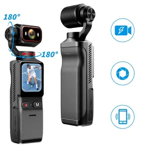 4K Body Camera with Touch Screen Vlogging Camera Video & Audio Recording Pocket Cam with Stabilization 180° Rotation Camera for Outdoor Sport, Bike, Travel, Police Law Enforcement, Personal Civilians