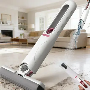 Mini self-squeezing, hands-free, highly absorbent mop, suitable for both wet and dry use, including bathrooms, kitchens, tabletops, and glass surfaces.