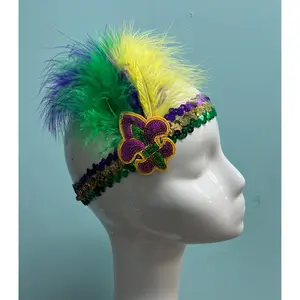 FLEUR DE LIS STRETCH SEQUIN MARDI GRAS HEADBAND/2024