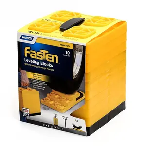 Camco C1W-44512 2 x 2 in. FasTen Leveling Block with T-Handle, Yellow - Pack of 10