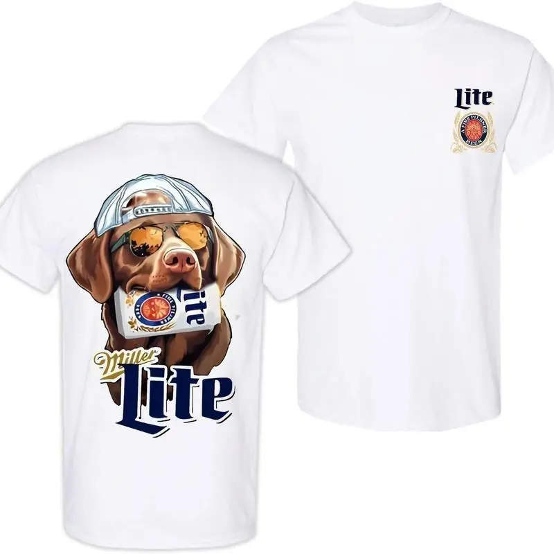 Miller Lite T-Shirt – Miller Lite Dog with Sunglasses Graphic, Perfect for Beer Lovers and Dog Owners, Unisex T-Shirt for Men and Women
