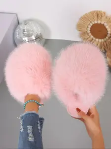 Women's Plush Faux Fur Slippers, Soft Comfortable Winter Shoes, Warm Indoor Footwear, Fashion Non-Slip Sole for Cold Weather