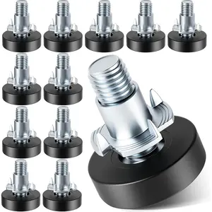 Furniture Leveling Feet with T-Nuts, 12 PCS 1/4"-20 Thread Adjustable Levelers, Leg Levelers Table Feet Screw on for Deak, Chairs, Stool Legs, Cabinet
