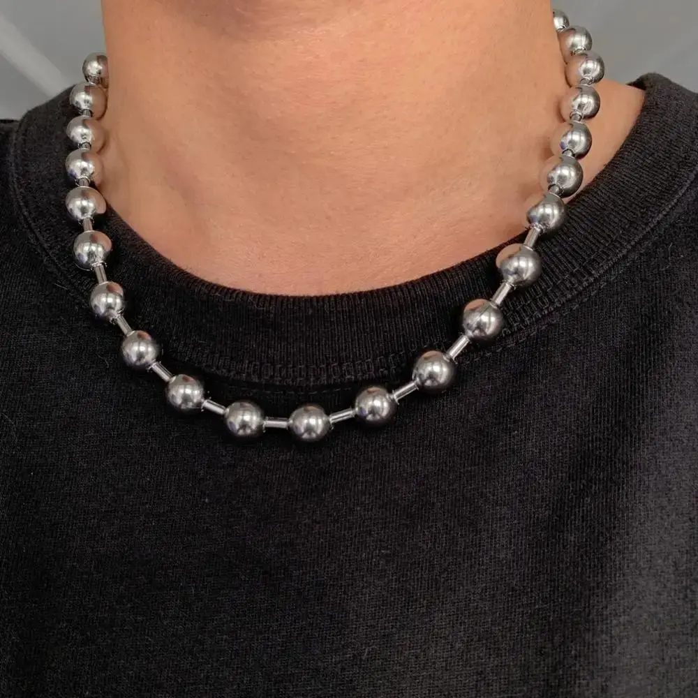 Punk-style stainless steel ball chain necklace/choker (unisex)