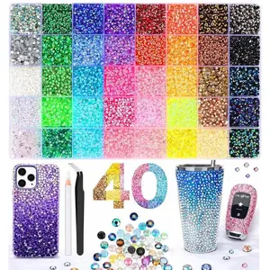 40 Color 40000Pcs Jelly Rhinestones Multicolor Resin Flatback Gems with Kit Tools for Diamond Art Bedazzling Jewelry Crafting Book Shoes Nail Art