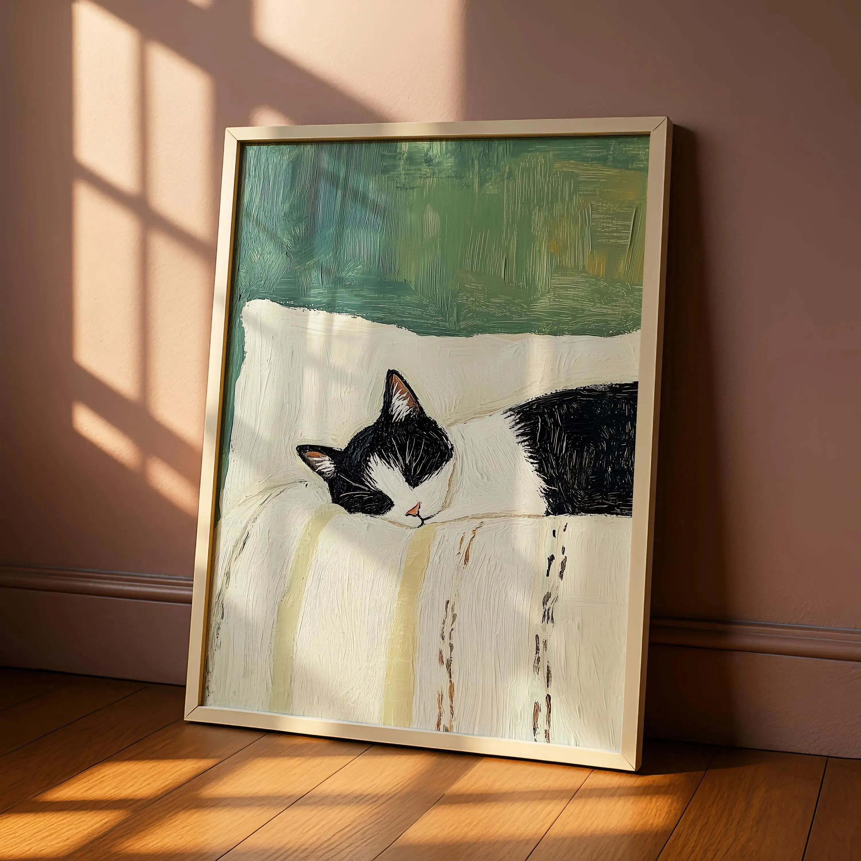 Sleeping Tuxedo Cat Print - Black and White Cat Artwork, Cat Wall Art, Cat Poster, Cat Print, Sleeping Cat Art, Cat Lover Gift