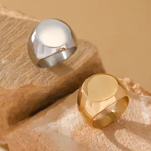 Retro Style High-end Men's Ring, Simple Solid Color Geometric Circular Stainless Steel Ring for Daily Casual Wear Accessories