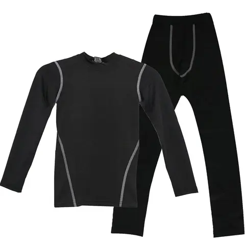 Boy's Plain Top Stitching Thermal Underwear Set, Casual Long Sleeve Tee & Leggings, Casual Comfy Thermal Set for Fall & Winter