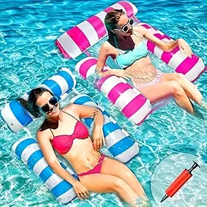 Inflatable Pool Hammock, Four-In-One Multi-Functional Adult Inflatable Float Bed, Mesh Chair with Multiple Tubes, Summer Activities and Pool Parties
