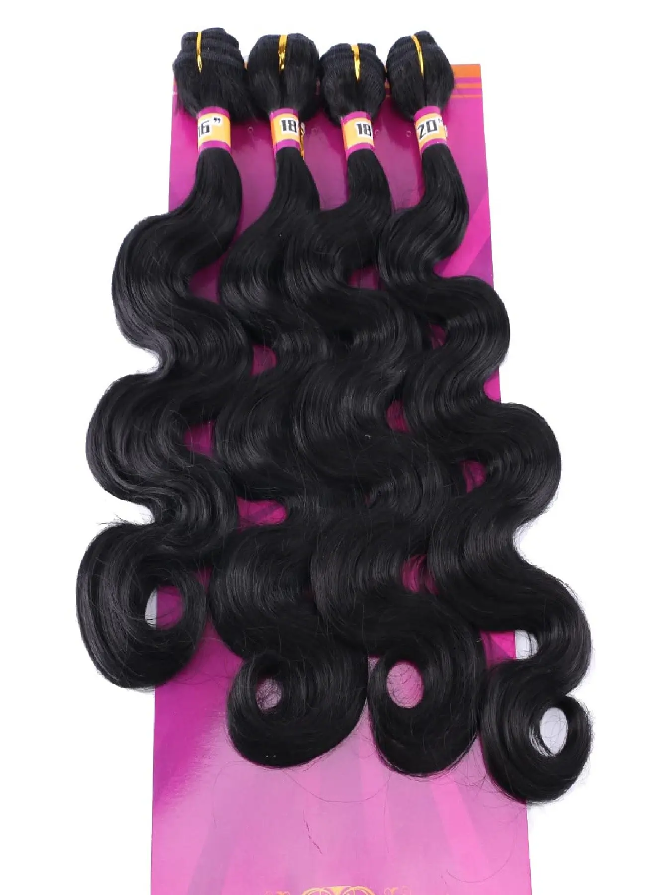 Synthetic Hair Weave 4 Hair Bundles Deals 16 18 18 20 Inches Quick Weave Hair Bundles Color 1B Black Synthetic Hair Weft Hair Weave Extensions