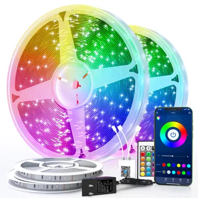 DAYBETTER 200 ft RGB LED Light Strips - Smart App & Remote Controlled Home Accessory, Music Sync Color Changing Lights for Bedroom, Cool Room Decor, Wall Hanging Festive Decorations