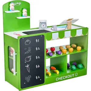 VEVOR Kids Pretend Play Grocery Store, Wooden Supermarket Toy Set with Shopping Bag, Conveyor Belt, Scanner, Cash Register, Realistic Scale, Gift for Boys GirlsVEVOR Super Brand Day