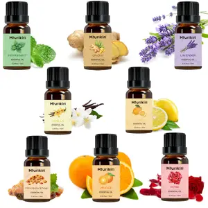 MTURIKIRI Essential Oil Collection - 8 Unique Scents Including Lavender, Rose, Sweet Orange, Lemon, Peppermint, Frankincense, Ginger, Vanilla - 0.34oz Each - Ideal For Aromatherapy And Skin Care, Perfect Valentine'S Day Gift