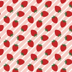 Sweet Strawberries Pink Diagonal Stripes Quilting Cotton Fabric