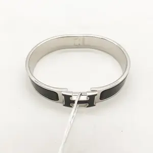 Pre-owned Hermes Clic H Black Metal Bracelet T10377717