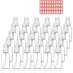 30 Pack Spray Bottles, 30ml 1oz Clear Empty Fine Mist Plastic Mini Travel Bottle Set, Small Refillable Liquid Containers, with 3 Funnel and Label