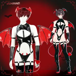 KORURACLUB Velombrance Crimson Demon 7-Piece Cosplay Set, Men's Special Occasion Costume & Accessory, AS36