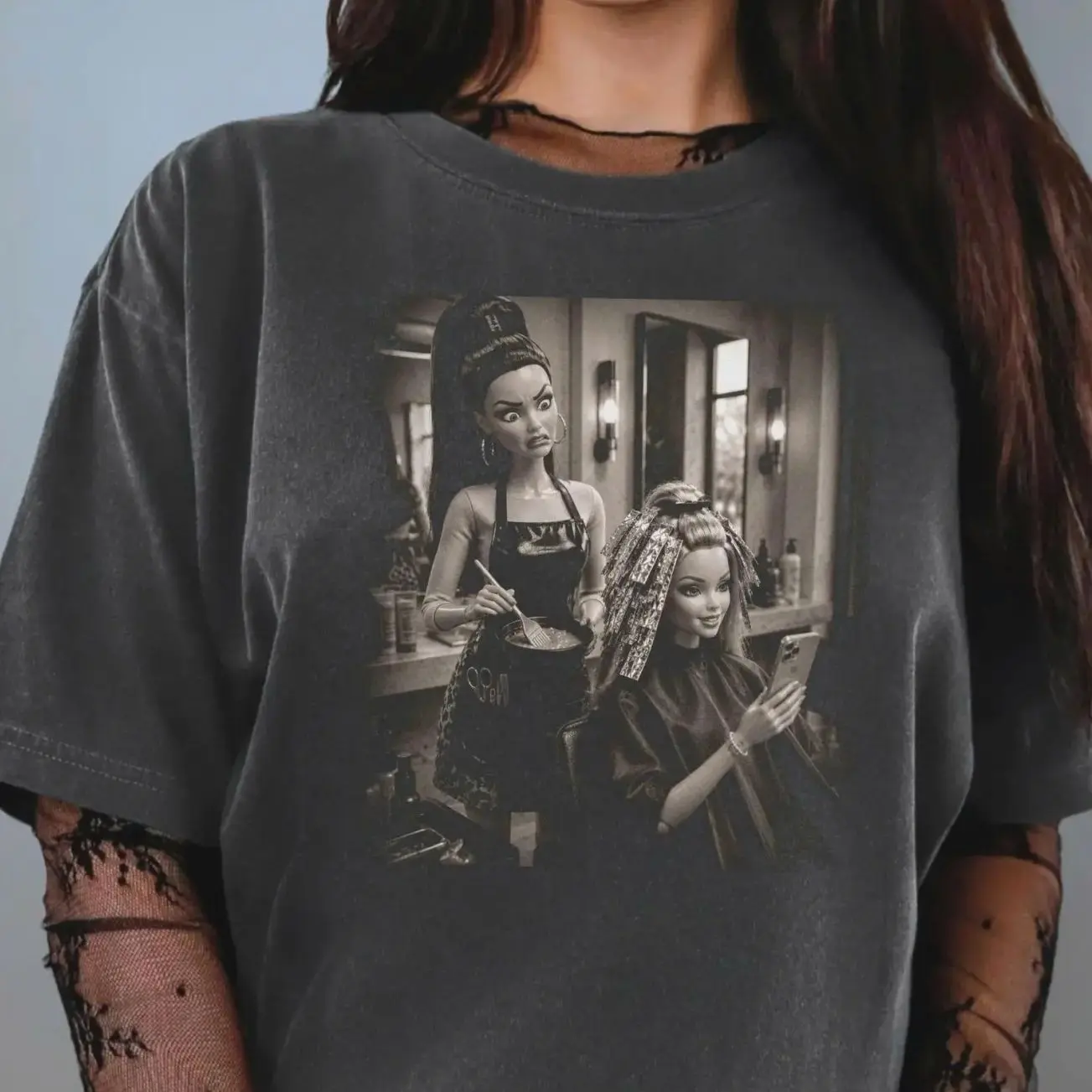 Comfort Colors Doll Face Meme Shirt for Hair Stylists, Funny Salon Tee, Hairdresser Gift