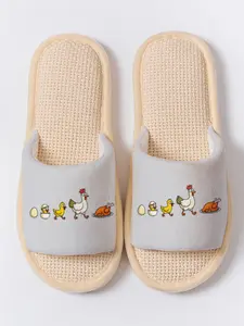 Fun Chicken Life Cycle Print Toe-Open Slippers, All Season Soft Sole Home Floor Slipper, Anti-Slip Breathable Non-Odorous Footwear