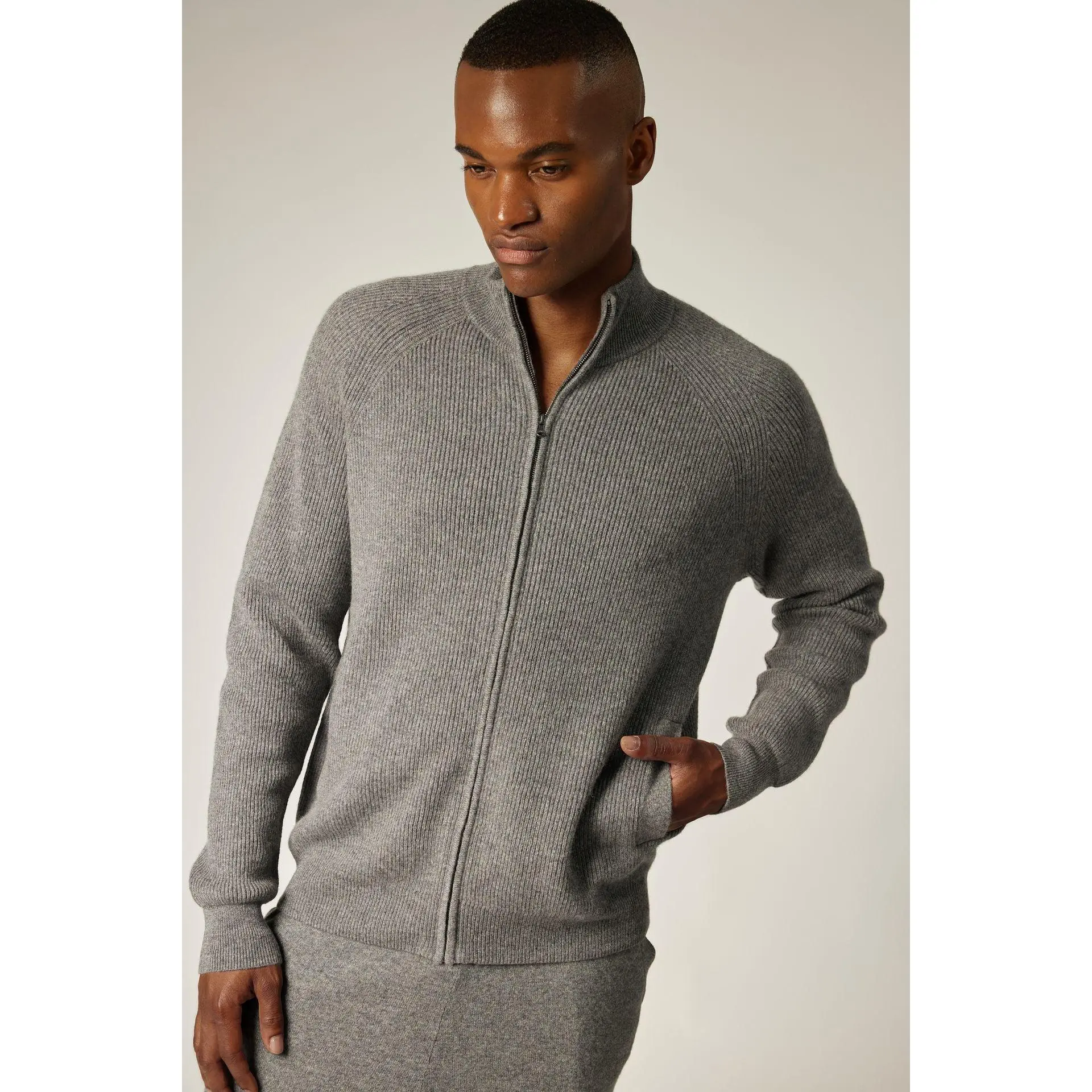 Mason Ribbed Zip-Up Cashmere Sweater