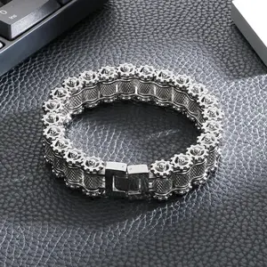 Men's Stainless Steel Gear Link Chain Bracelet Industrial Motorcycle Design Gift for Him Biker